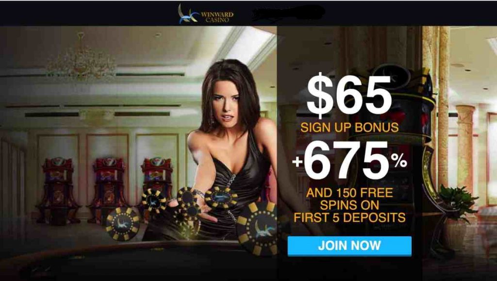 Winward mobile casino welcomes all players get a $65 free chip bonus offer