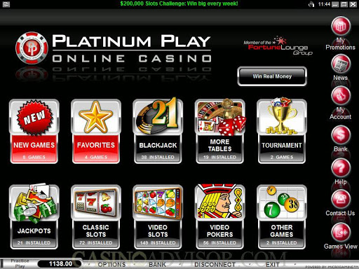 Platinum Play Mobile Casino Screenshot