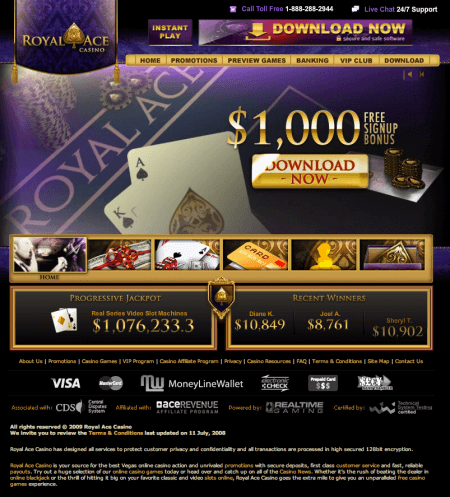 Royal Ace Casino is offering new players  a $25 free chip bonus