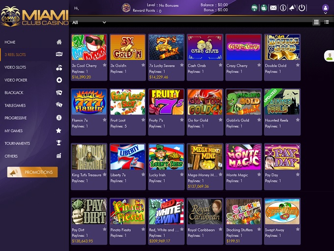 Miami Club casino offers players amazing WGS run games with great jackpots and prizes