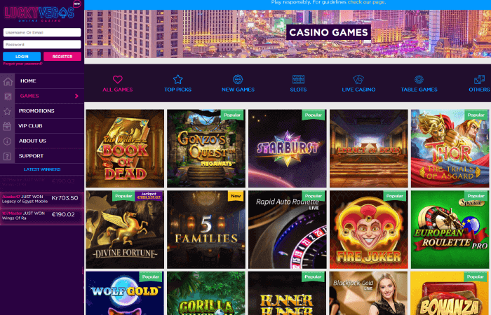 Lucky Vegas casino offers players a collection of exciting casino games. Get your 25 FREE spin welcome offer.